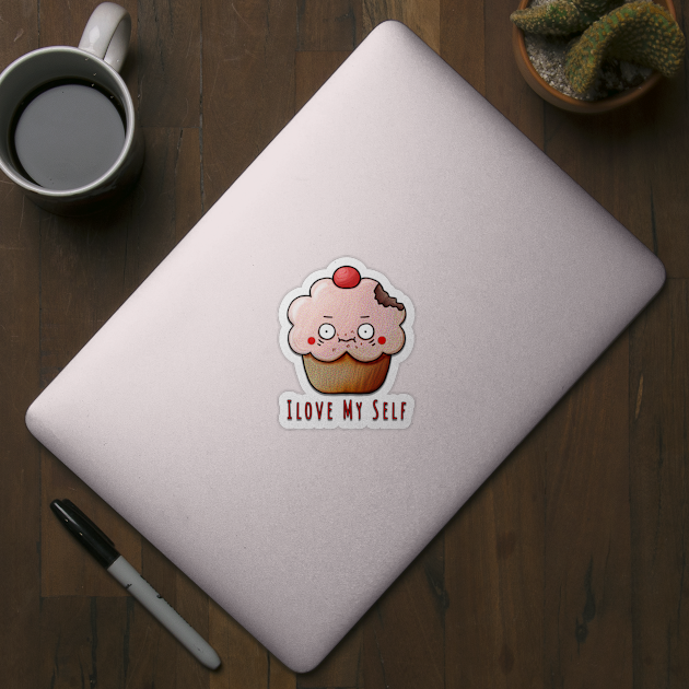 Funny cannibal cupcake "I love my self" by sungraphica